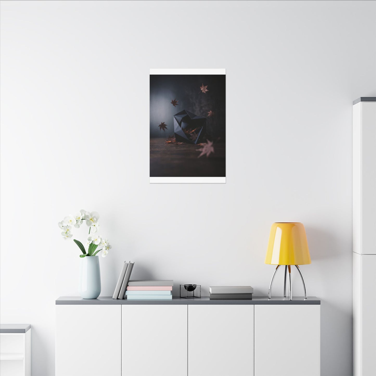 Dark Japandi Paper Fold in Dawn | Shadow Zen Canvas Art