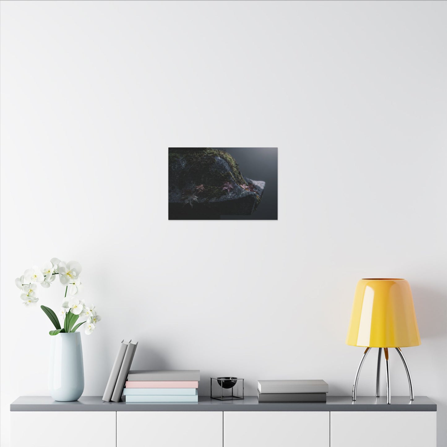 Stone Lantern Moody Minimal Canvas Art | Sophisticated Dark Japandi Art