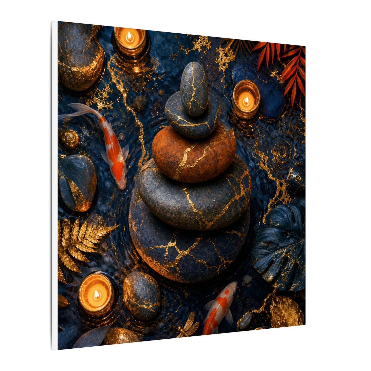 Summer River Stones Gold Vein Canvas Art | Resilient Decor