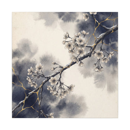 Ma Cherry Blossom Canvas Art - Kintsugi Gold Vein