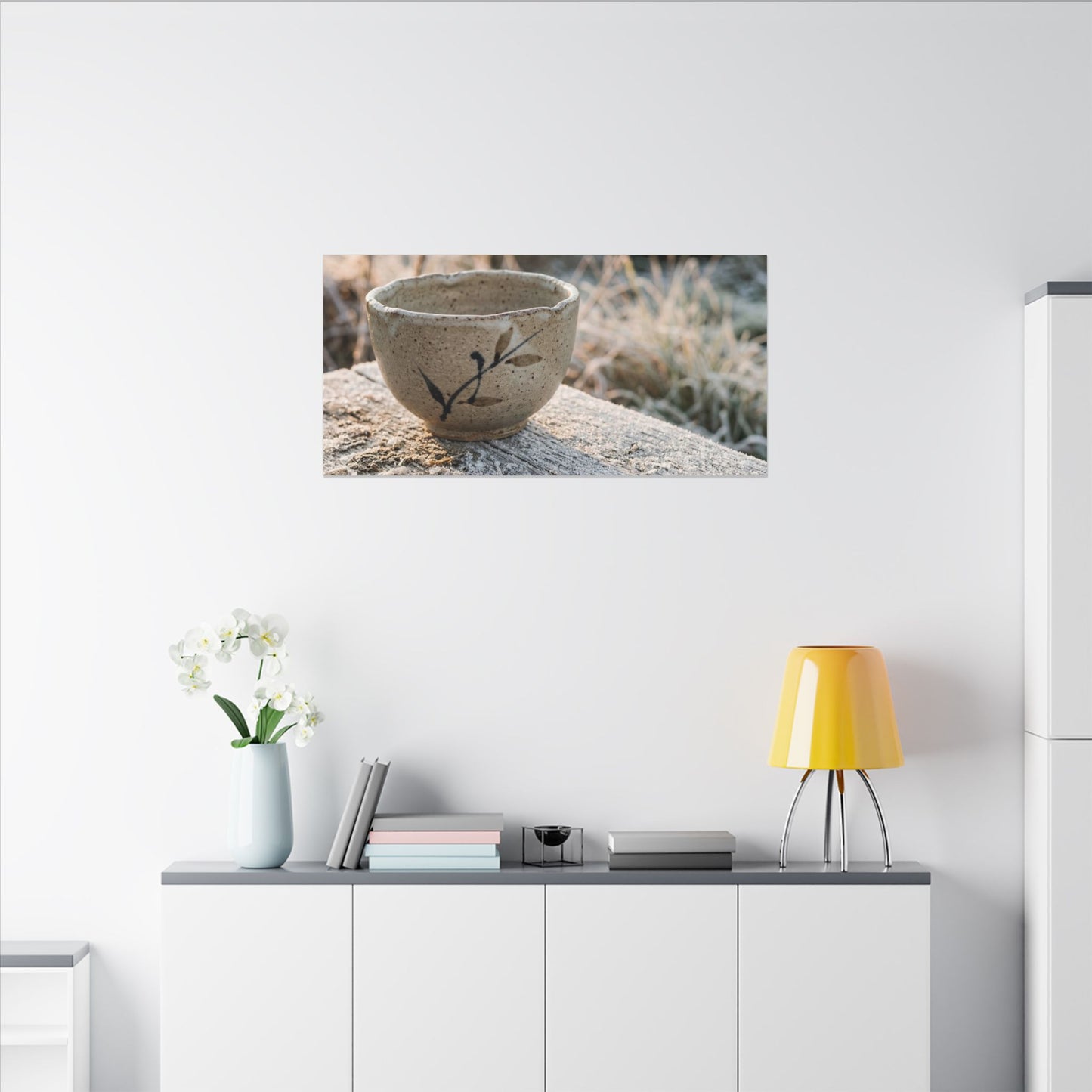Golden Hour Ceramic Bowl Canvas Art - Japandi Ma