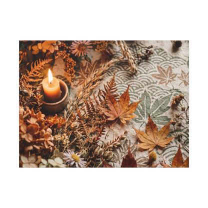 Candlelight Dried Flowers Canvas Art - Japandi Seijaku