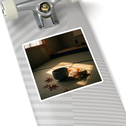 Tea Ceremony Autumn Sticker | Dark Japandi Sophisticated Design Art Print