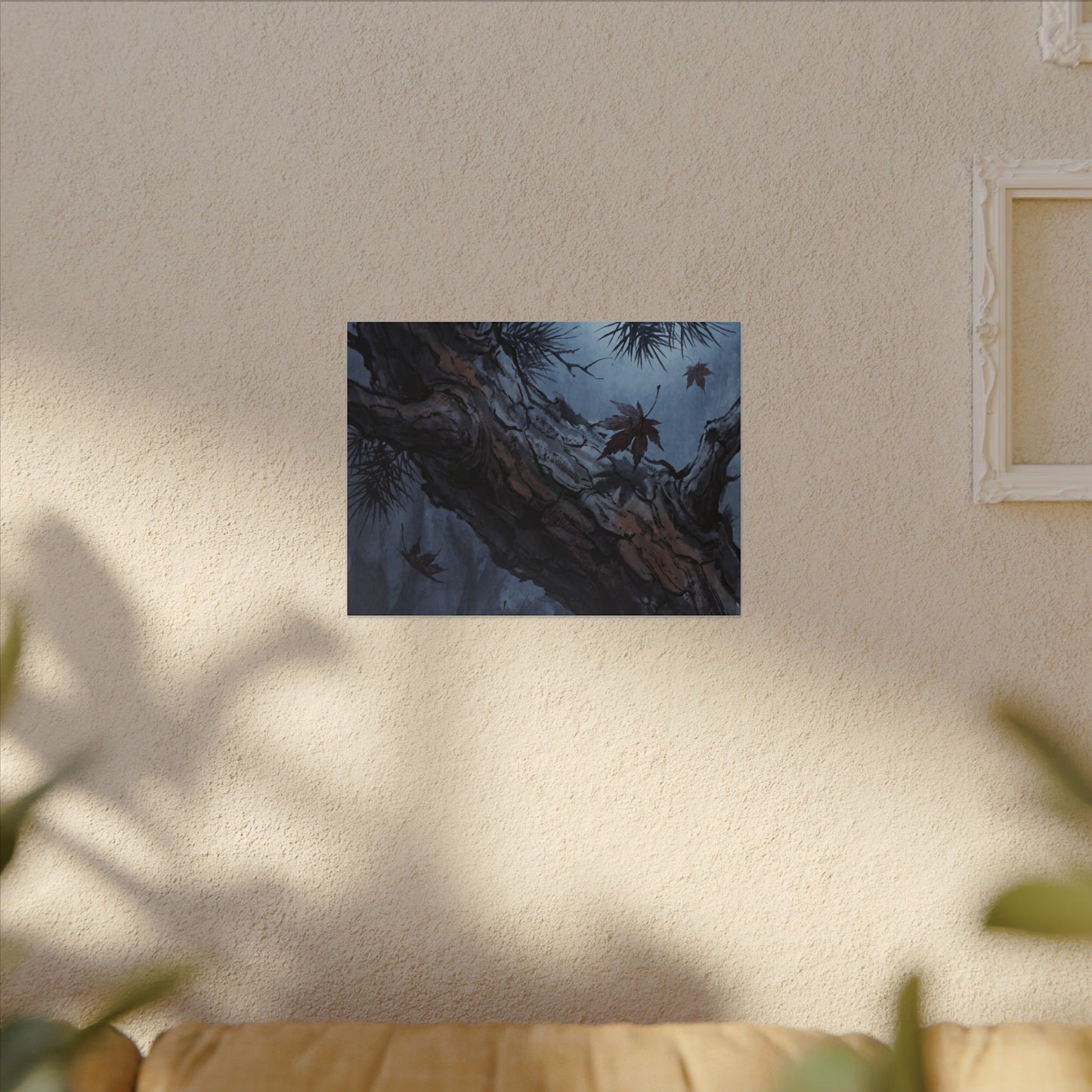 Atmospheric Pine Tree Canvas Art - Shadow Zen Dark Japandi
