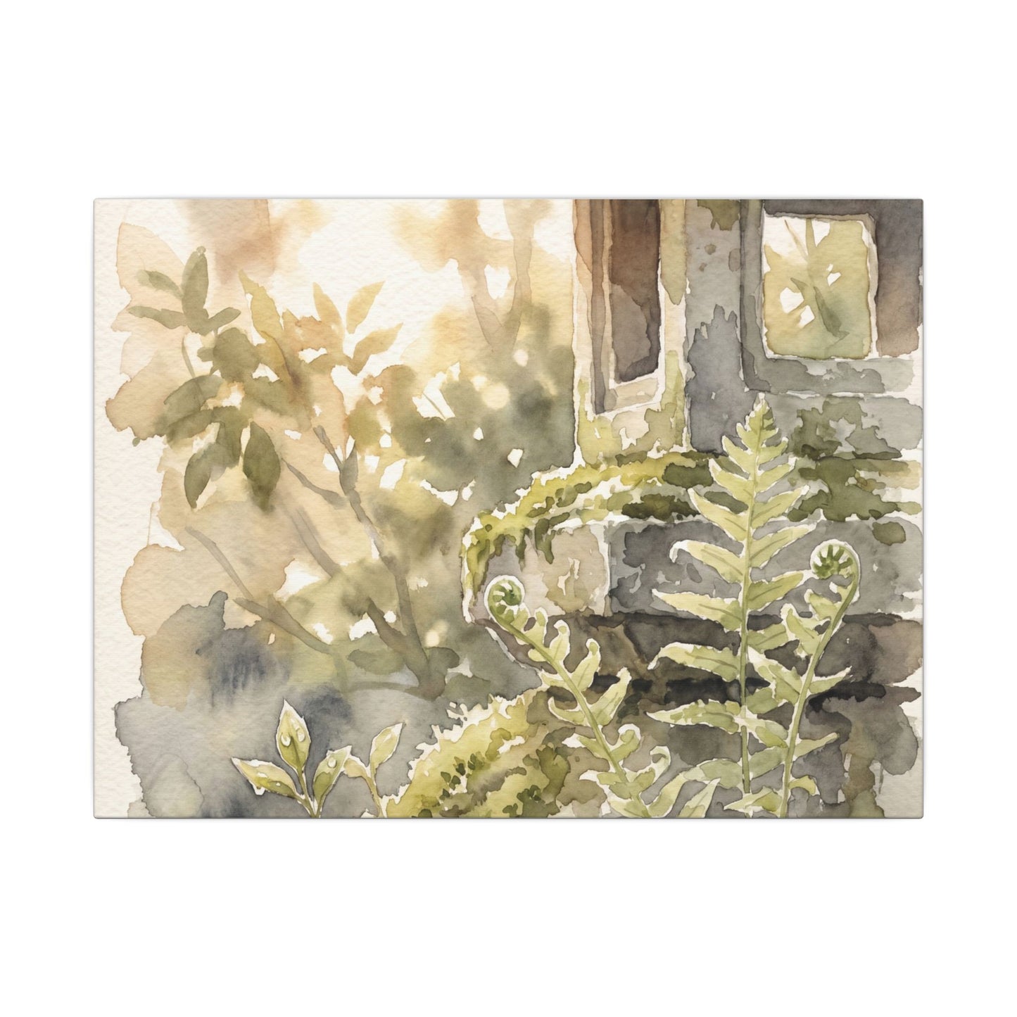 Earthy Stone Lantern Canvas Art - Watercolor Japandi