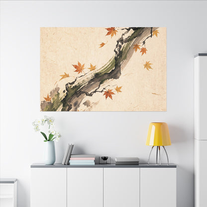 Ink Brushstroke Autumn Canvas Art | Zen Calm Design