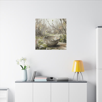 Japandi Ceramic Bowl in Overcast | Minimal Line Canvas Art