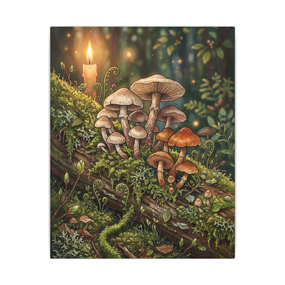 Spring Wild Mushrooms Herbarium Canvas Art | Rustic Decor