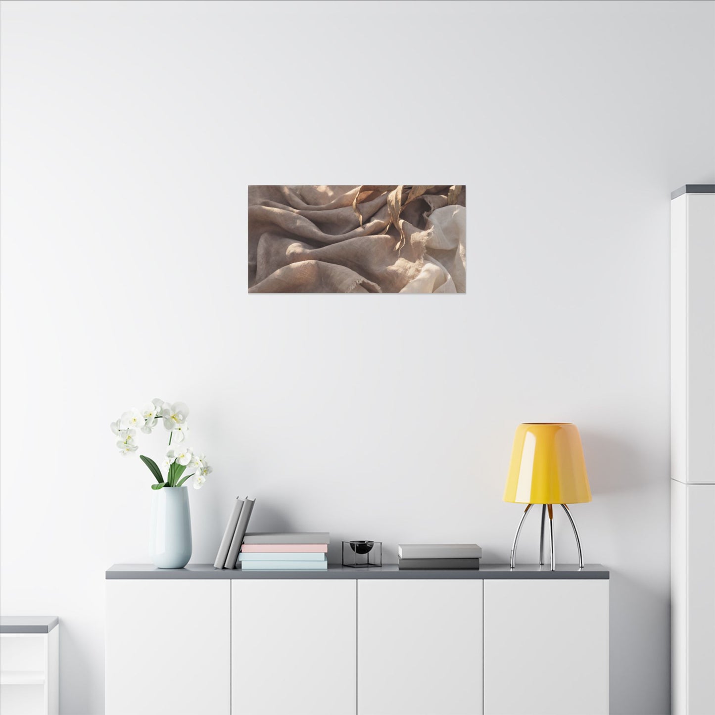 Silk Drape Summer Canvas Art | Japandi Neutral Design
