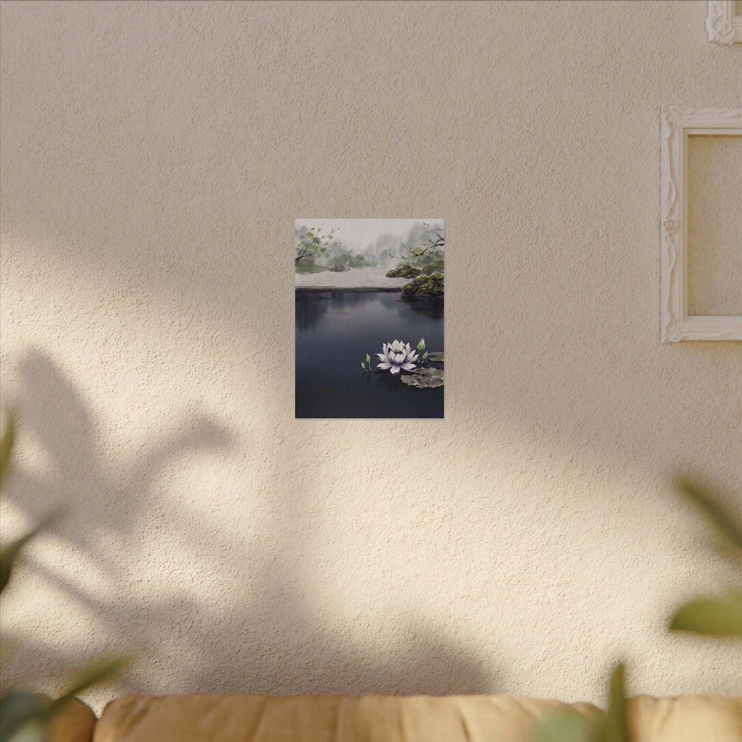 Lotus Flower Karesansui Canvas Art | Tranquil Zen Art
