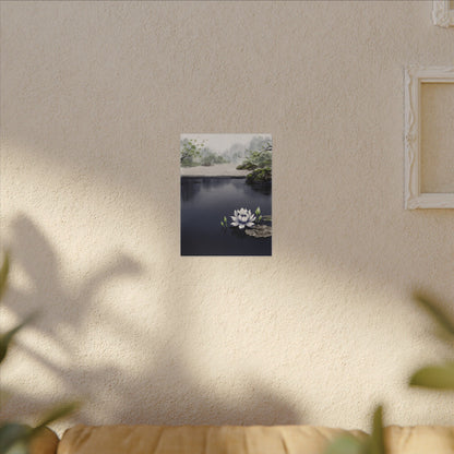 Lotus Flower Karesansui Canvas Art | Tranquil Zen Art
