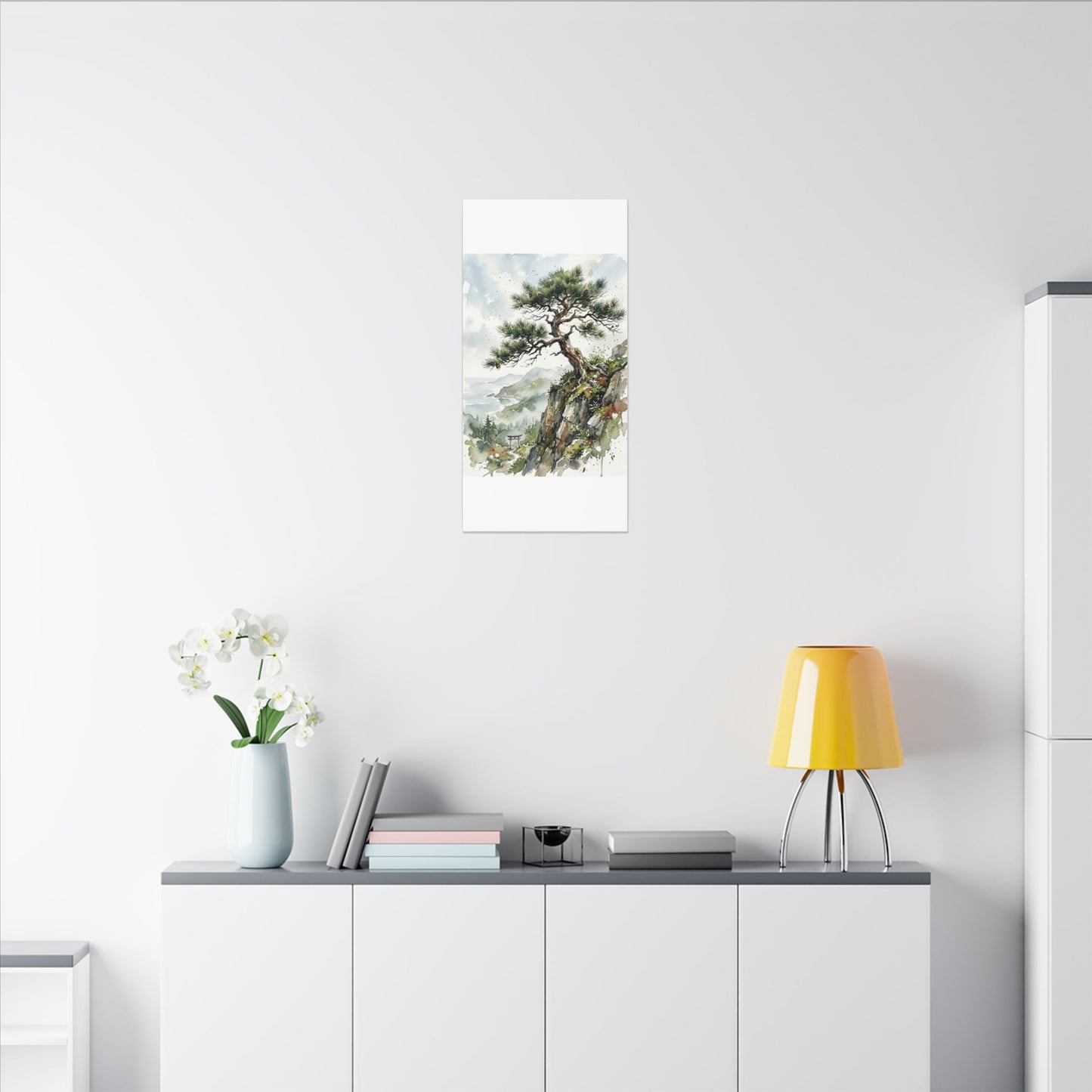Pine Tree Spring Canvas Art | Japandi Neutral Design