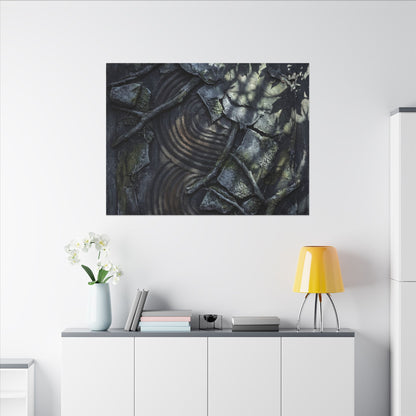 Rock Garden Canvas Art | Winter Dark Japandi Dark Texture Art