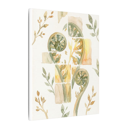 Earthy Fern Unfurling Canvas Art - Watercolor Japandi