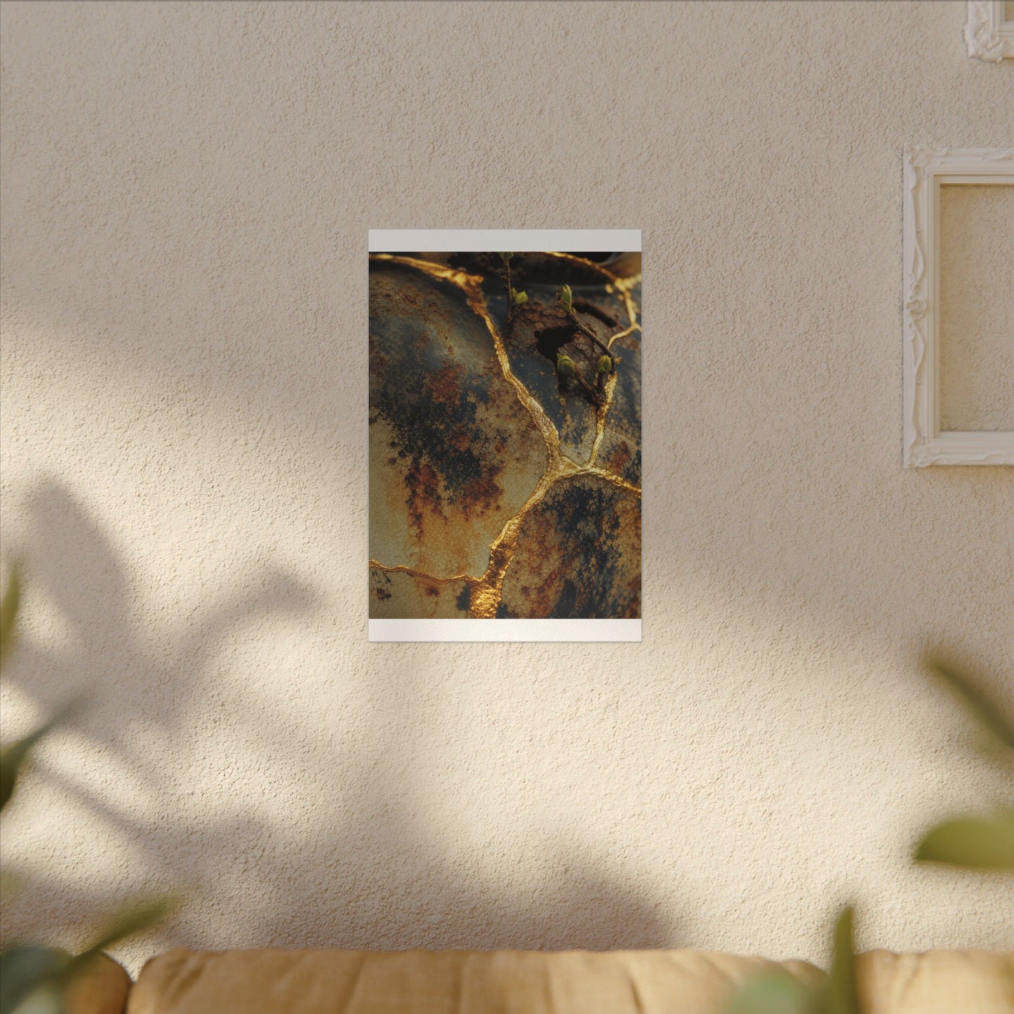 Datsuzoku Rust Patina Canvas Art - Kintsugi Crackle Gold