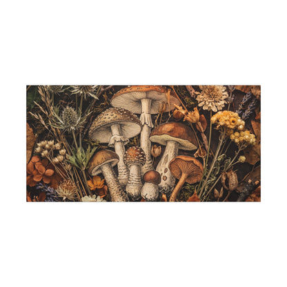 Autumn Dried Flowers Mushroom Illustration Canvas Art | Earthy Decor