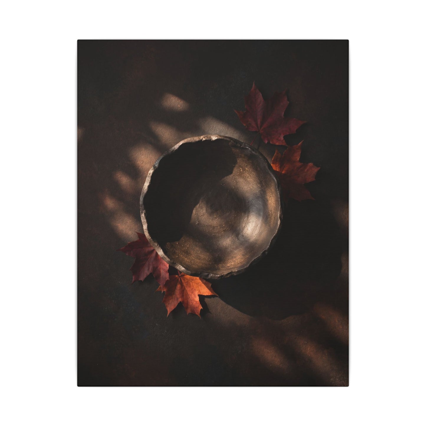 Ceramic Bowl Canvas Art | Autumn Dark Japandi Dark Texture Art