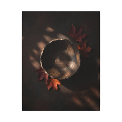 Ceramic Bowl Canvas Art | Autumn Dark Japandi Dark Texture Art