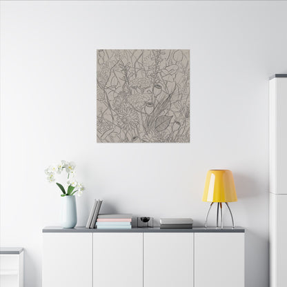 Summer Dried Flowers Minimal Line Canvas Art | Elegant Decor
