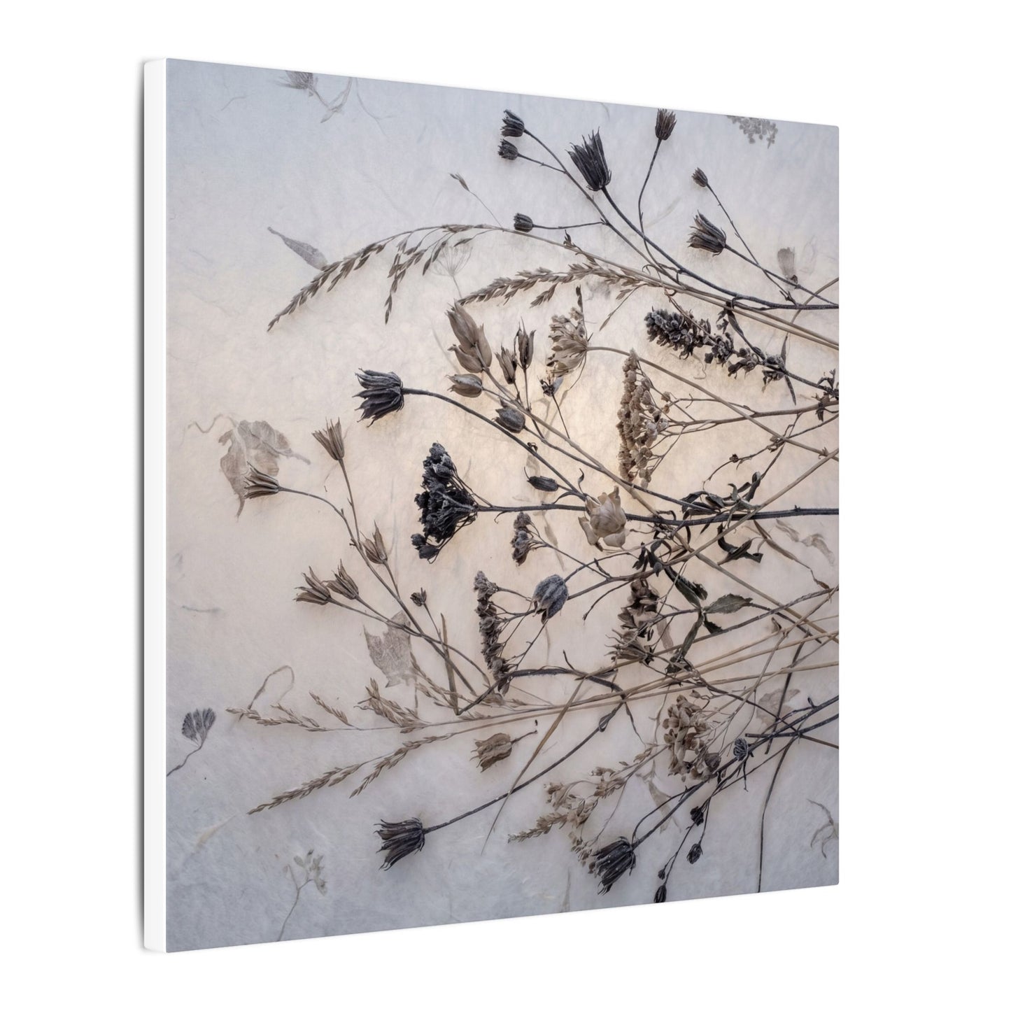 Elegant Dried Flowers Canvas Art - Japanese Pattern Japandi