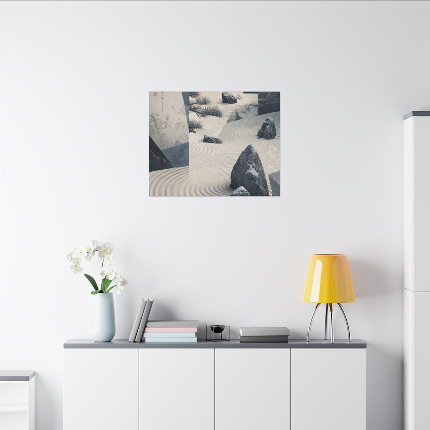 Seijaku Rock Garden Canvas Art - Zen Ukiyo E Inspired