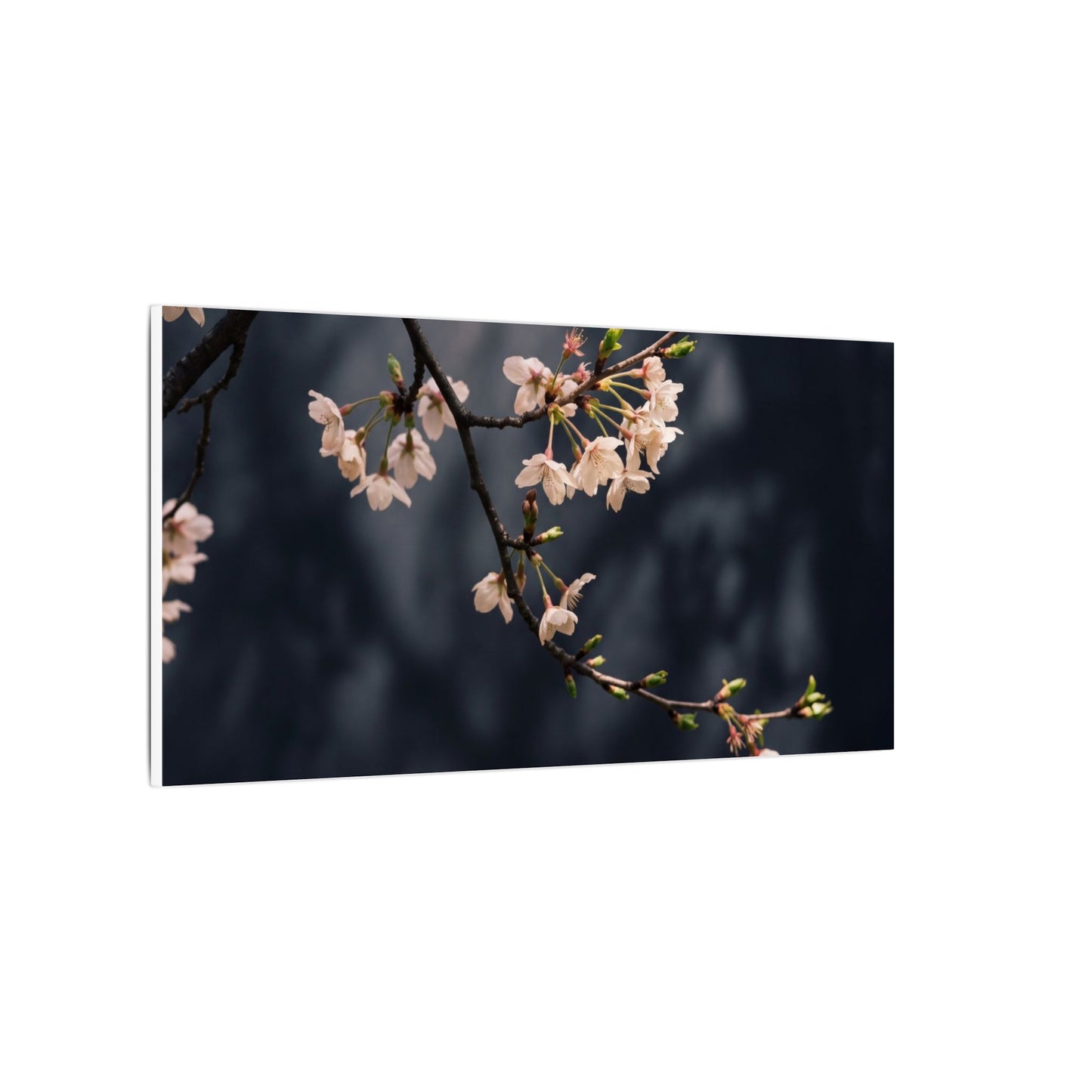 Cherry Blossom Moody Minimal Canvas Art | Bold Dark Japandi Art