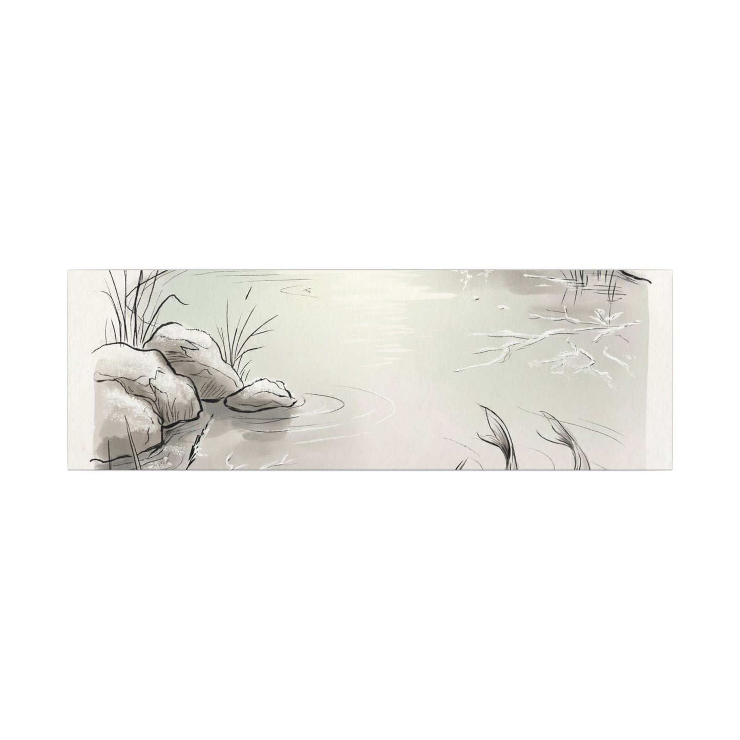 Koi Pond Minimal Line Canvas Art | Cozy Japandi Art