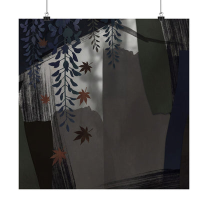 Wisteria Autumn Wall Art Print | Dark Japandi Atmospheric Design