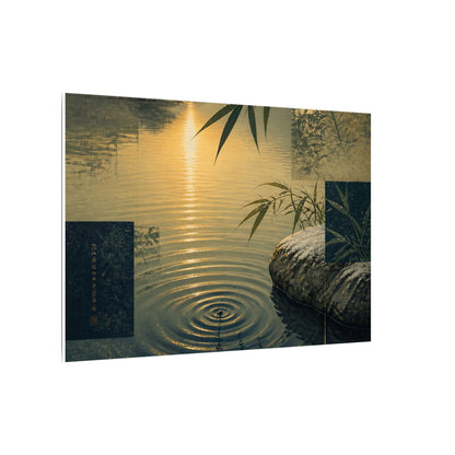 Zen Water Ripple in Golden Hour | Ukiyo E Inspired Canvas Art