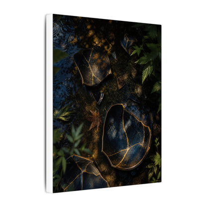 Dark Japandi Broken Pottery in Dappled | Shadow Zen Canvas Art