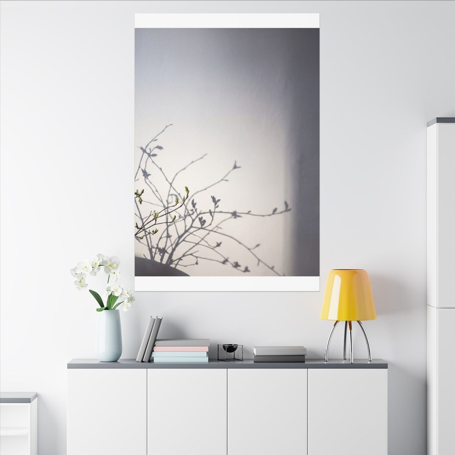 Japandi Shadow Play in Dawn | Japanese Pattern Canvas Art