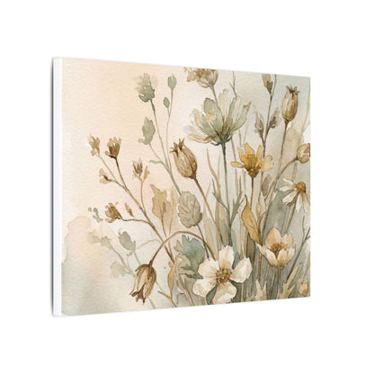 Summer Dried Flowers Watercolor Canvas Art | Elegant Decor