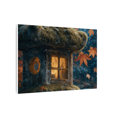 Autumn Stone Lantern Forest Whimsy Canvas Art | Earthy Decor