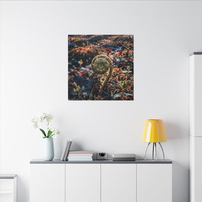 Kintsugi Fern Unfurling in Dappled | Gold Vein Canvas Art