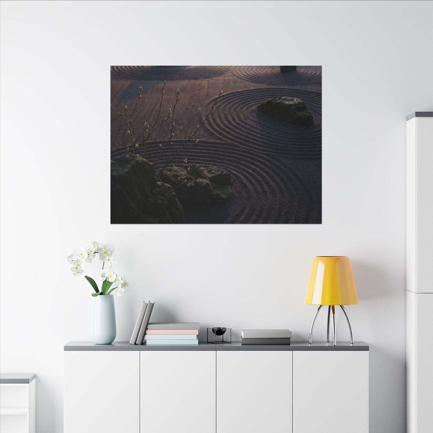 Spring Rock Garden Shadow Zen Canvas Art | Luxurious Decor