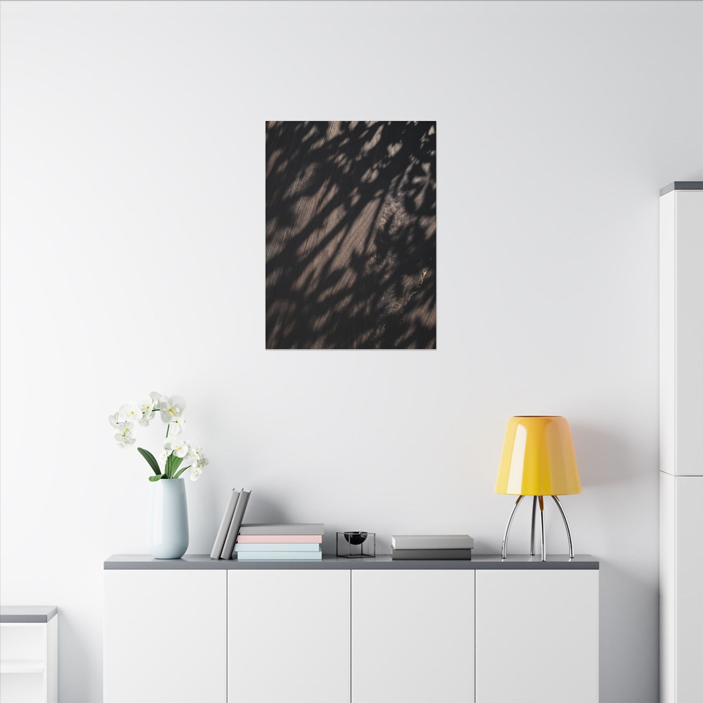 Shadow Play Summer Canvas Art | Dark Japandi Moody Design