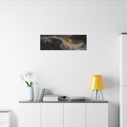 Ocean Wave Dark Texture Canvas Art | Bold Dark Japandi Art
