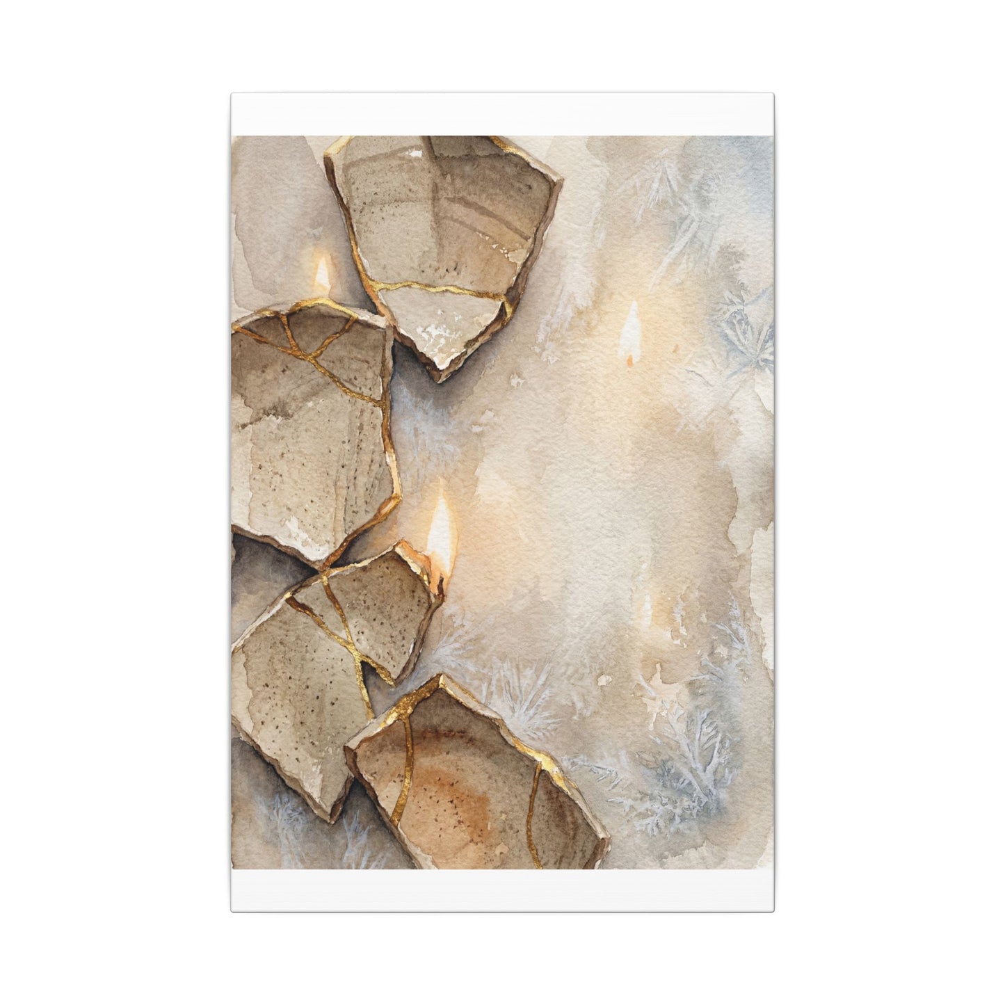 Broken Pottery Winter Canvas Art | Japandi Warm Design