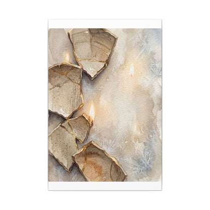 Broken Pottery Winter Canvas Art | Japandi Warm Design