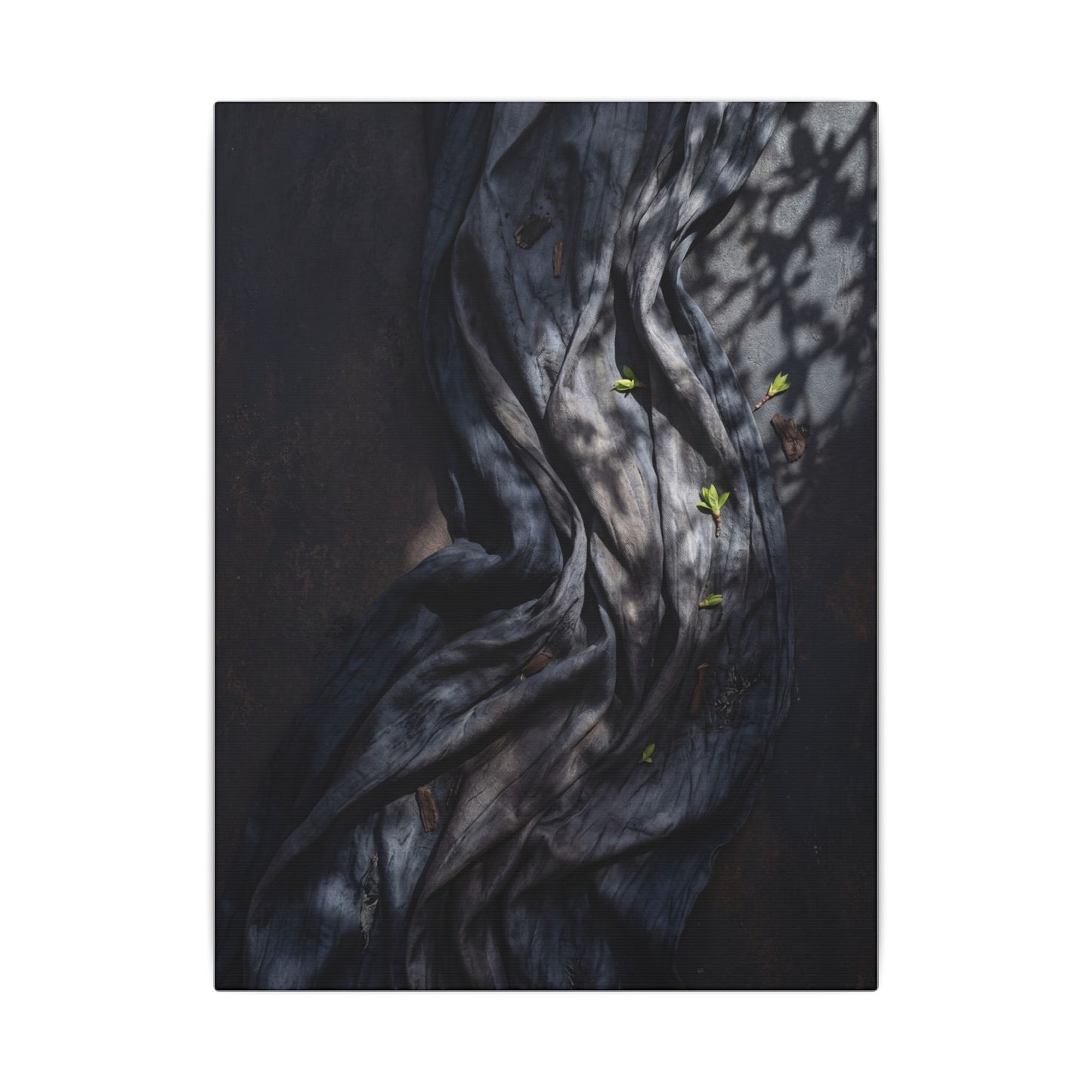 Seijaku Silk Drape Canvas Art - Dark Japandi Dark Texture