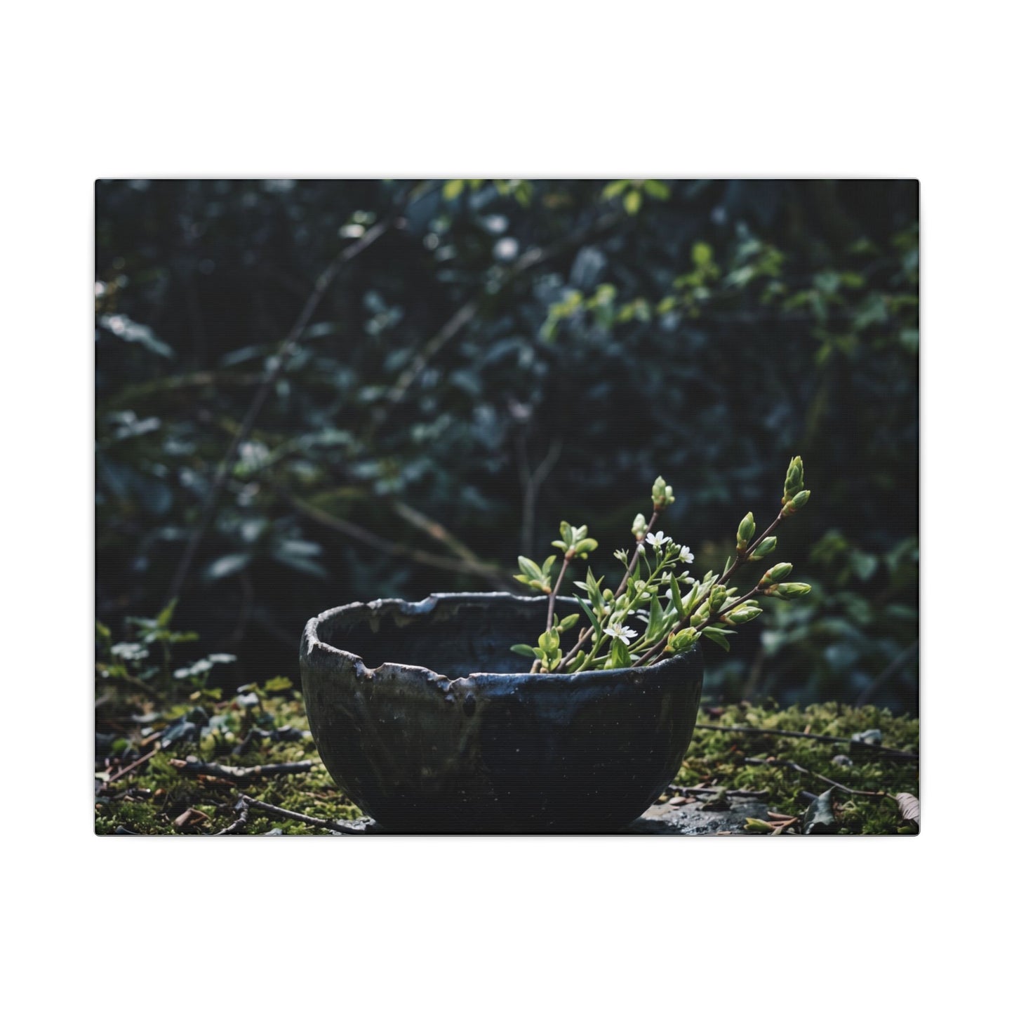 Dappled Ceramic Bowl Canvas Art - Dark Japandi Datsuzoku