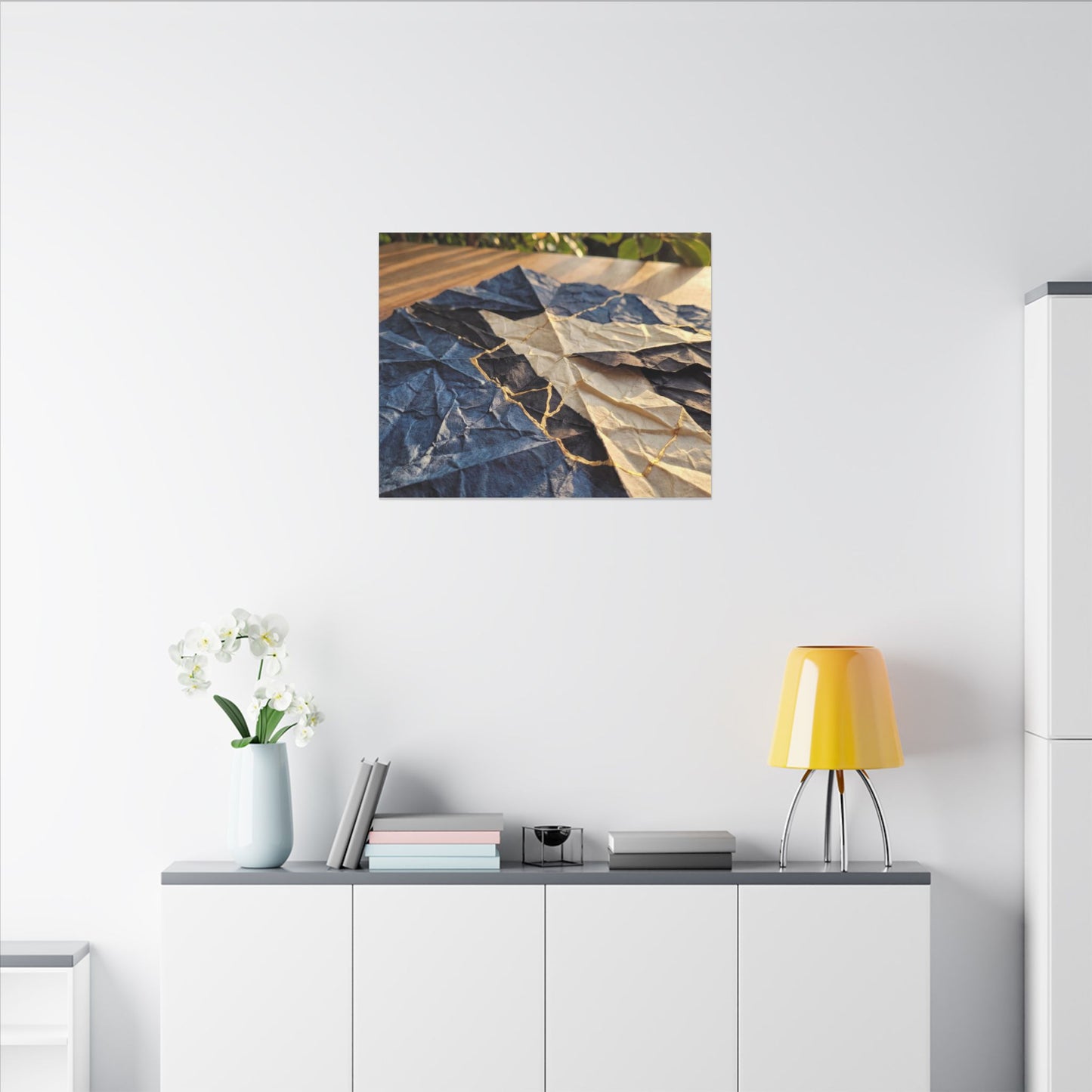 Golden Hour Paper Fold Canvas Art - Kintsugi Ma