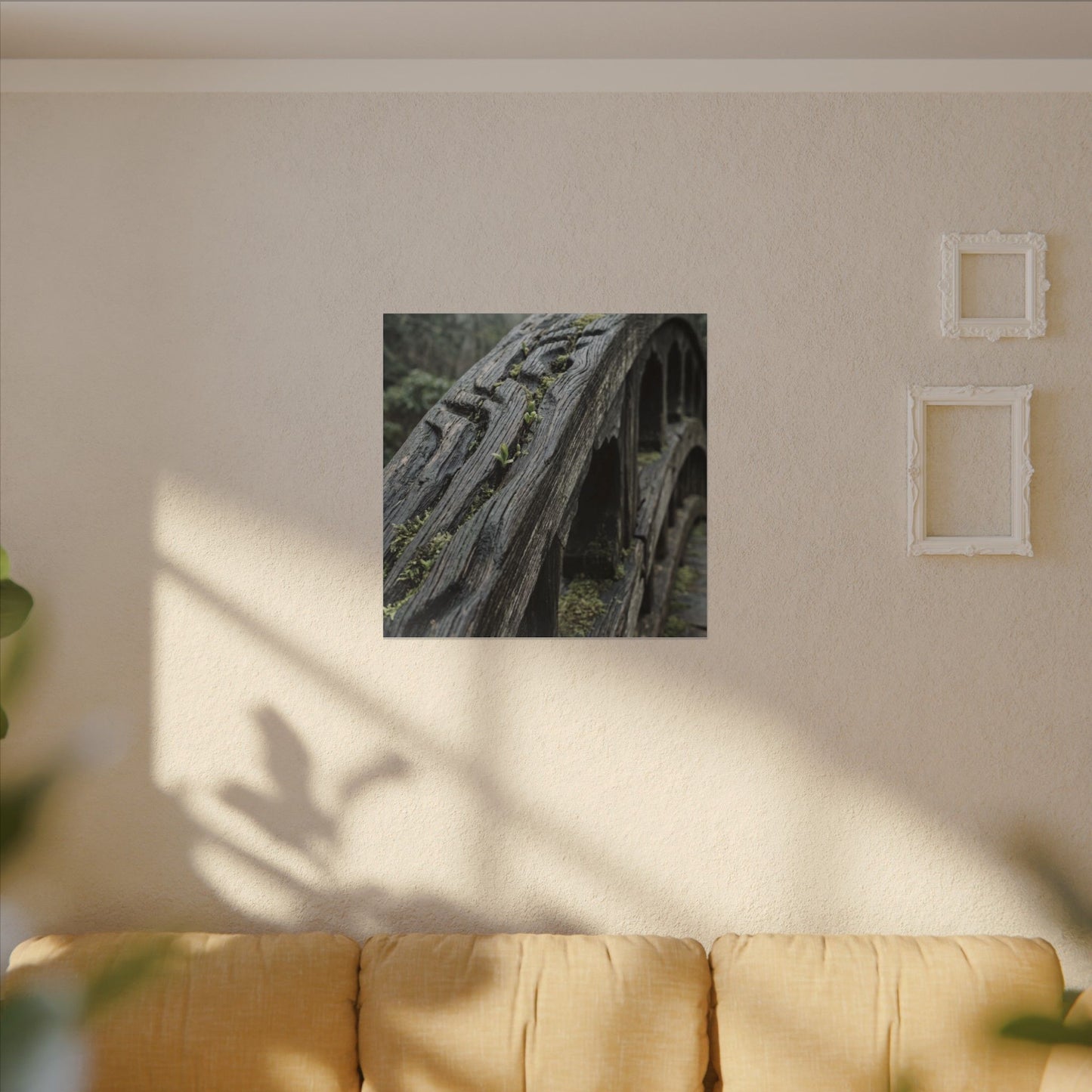 Overcast Wooden Bridge Canvas Art - Japandi Kanso