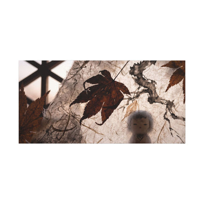 Shoji Screen Autumn Canvas Art | Dark Japandi Atmospheric Design