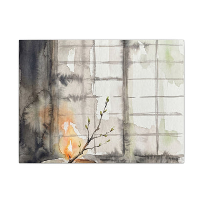 Shoji Screen Canvas Art | Spring Japandi Watercolor Art Art Print