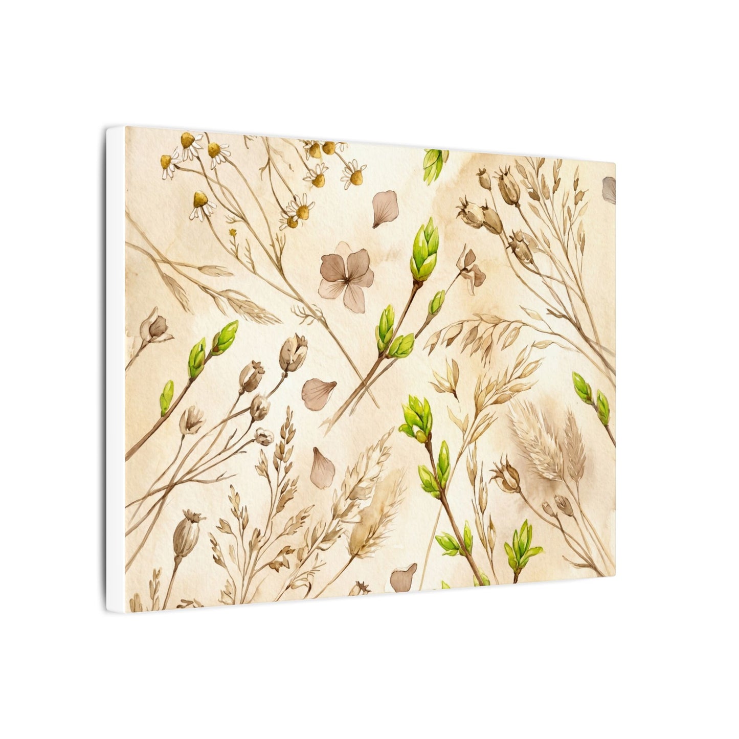 Spring Dried Flowers Watercolor Canvas Art | Earthy Decor