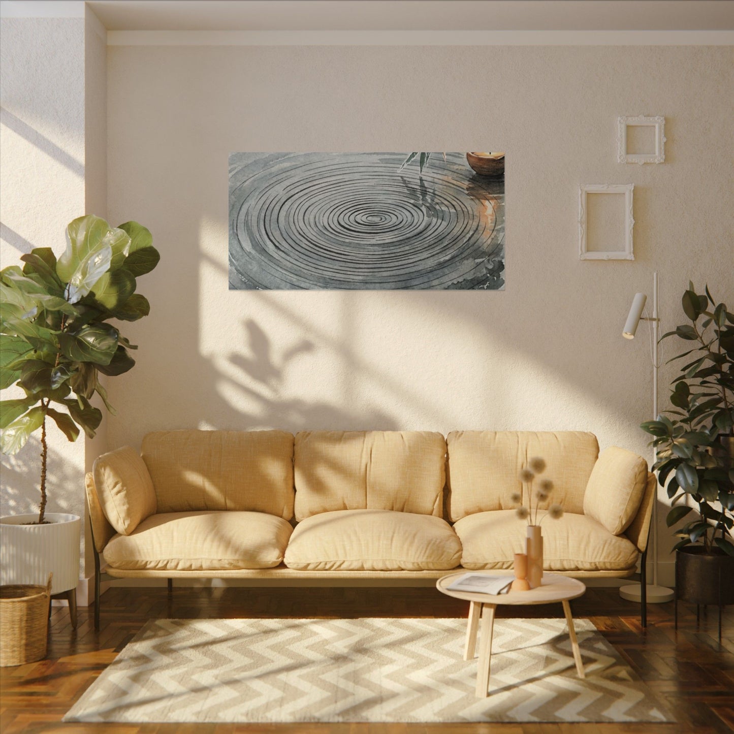 Water Ripple Sumi E Canvas Art | Calm Zen Art