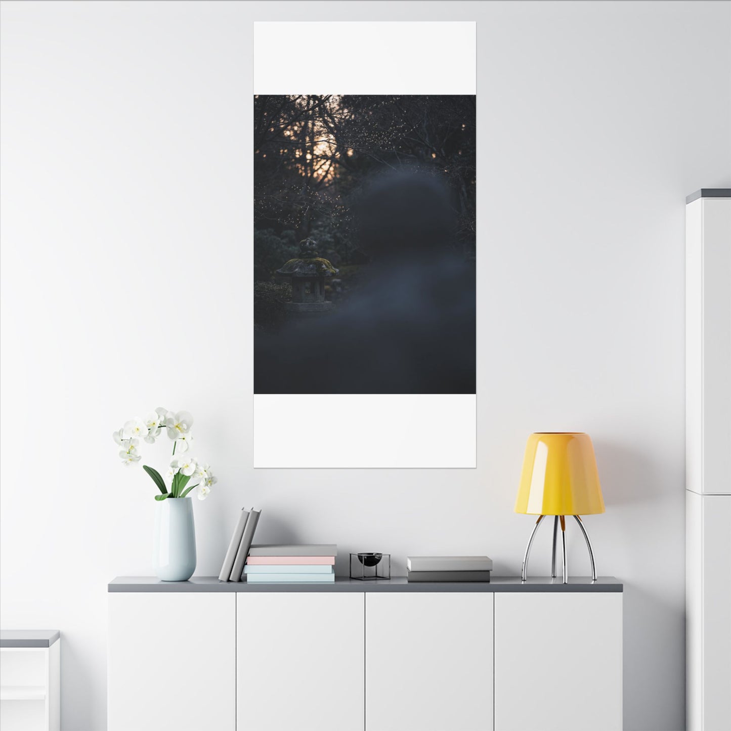 Spring Stone Lantern Moody Minimal Canvas Art | Bold Decor