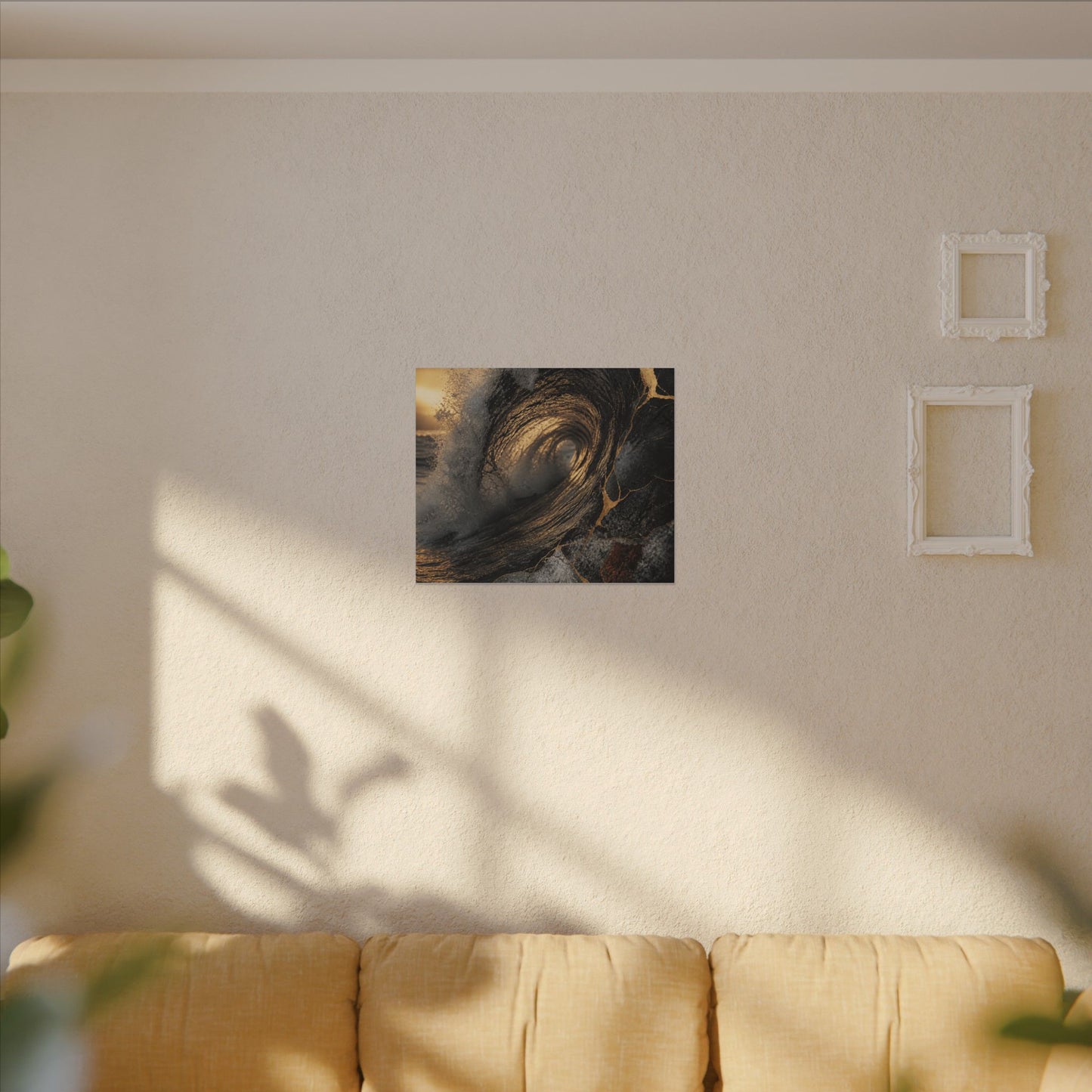 Kanso Ocean Wave Canvas Art - Kintsugi Gold Vein