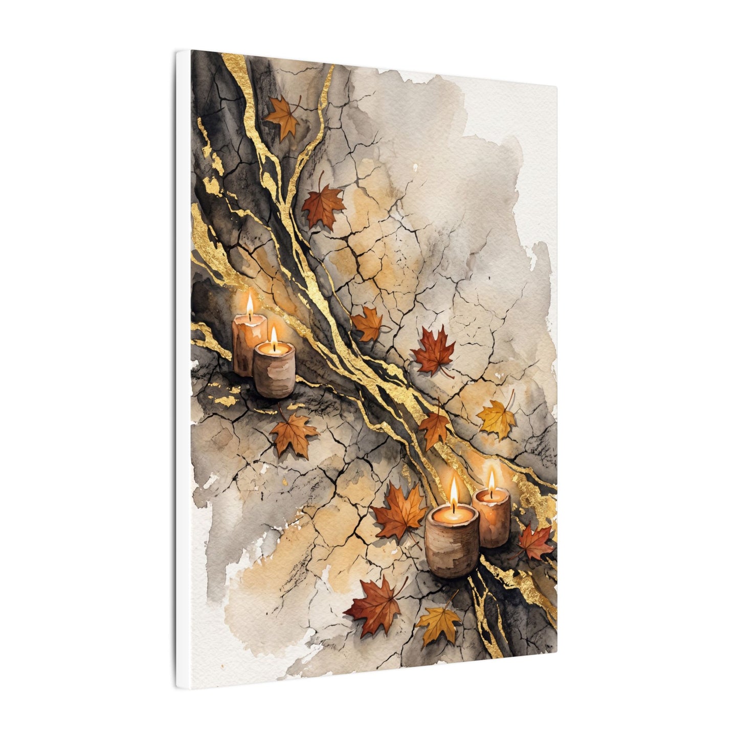 Cracked Earth Autumn Canvas Art | Japandi Warm Design